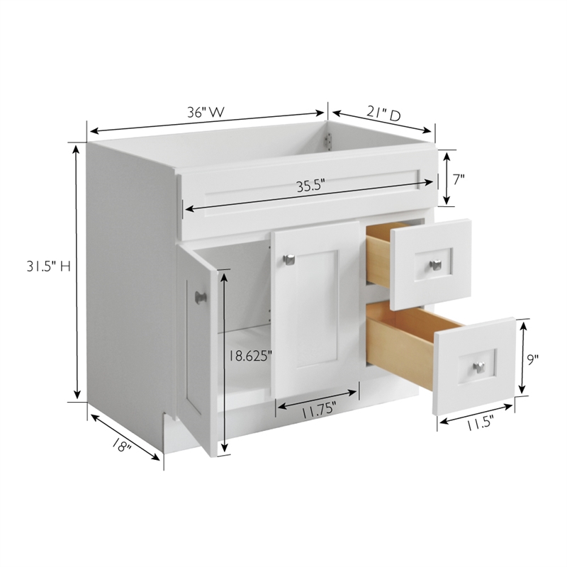 Bowery Hill 36-Inch Wood Bathroom Vanity in Sherwin Williams White
