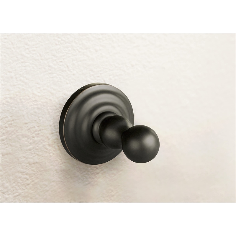 Bowery Hill Modern Brass and Zinc Single Robe Hook in Oil Rubbed Bronze