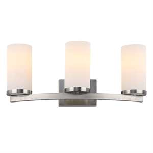 Bowery Hill 3-Light Curved Frosted Glass Vanity Bar in Satin Nickel