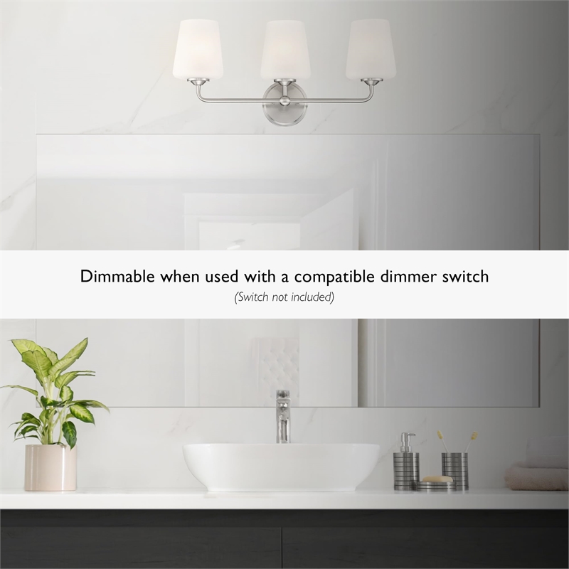 Bowery Hill 3-Light Stainless Steel Vanity Light in Satin Nickel