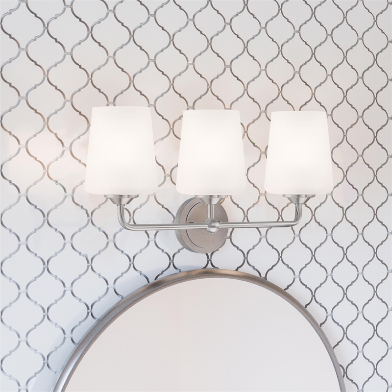 Bowery Hill 3-Light Stainless Steel Vanity Light in Satin Nickel
