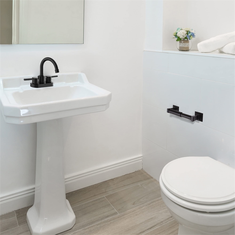 Bowery Hill 8-Inch Traditional Metal Toilet Paper Holder in Matte Black