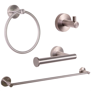 Bowery Hill 4-Piece Brass Bathroom Accessories in Satin Nickel/Silver