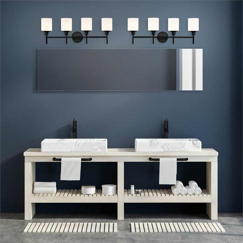 Bowery Hill 4-Light Stainless Steel Vanity Light in Matte Black