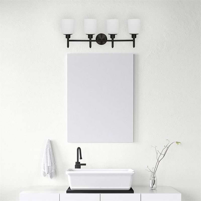 Bowery Hill 4-Light Stainless Steel Vanity Light in Matte Black