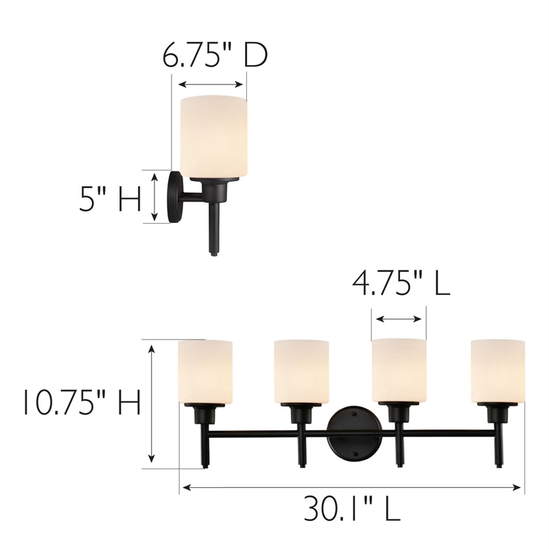 Bowery Hill 4-Light Stainless Steel Vanity Light in Matte Black