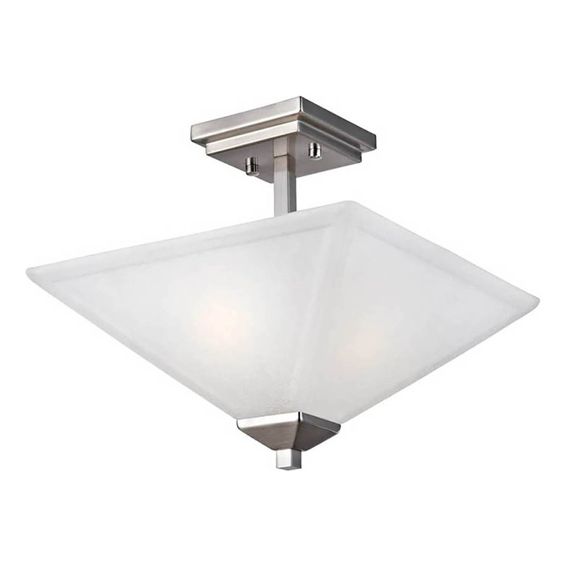 Bowery Hill 2-Light Stainless Steel Ceiling Light in Satin Nickel