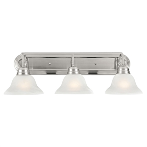 Bowery Hill 3-Light Stainless Steel Vanity Light in Satin Nickel