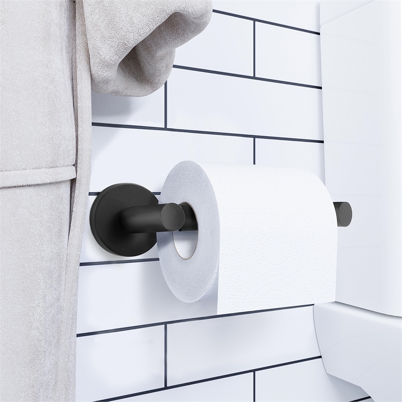 Bowery Hill Two-Post Metal Toilet Paper Holder in Matte Black