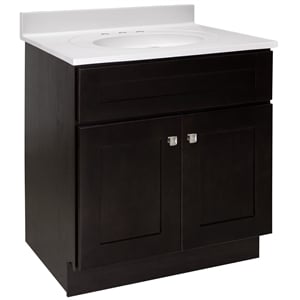 Bowery Hill 31-Inch Vanity with White Cultured Marble Top in Espresso