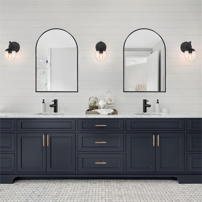 Bowery Hill Arched Wall Mirror with Black Frame 36x24 Inch 2-Pack