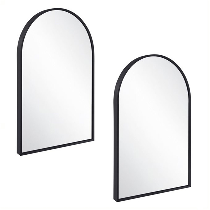 Bowery Hill Arched Wall Mirror with Black Frame 36x24 Inch 2-Pack
