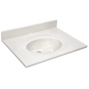 Bowery Hill Single Bowl Cultured Marble Vanity Top in Ivory Swirl 31 Inch