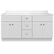 Bowery Hill 61-Inch Marble Top Bathroom Vanity in White Fully Assembled
