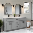 Bowery Hill Arched Decorative Wall Mirror with Black Metal Frame 30