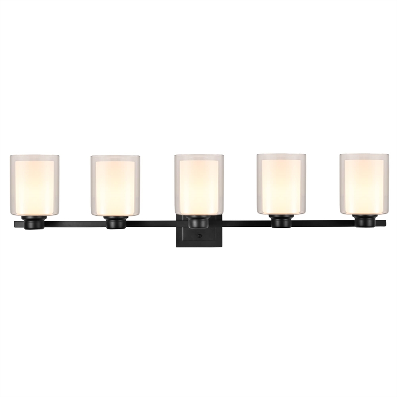 Bowery Hill 5-Light Stainless Steel Vanity Light in Matte Black