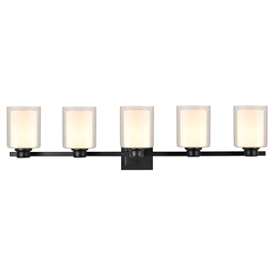 Bowery Hill 5-Light Stainless Steel Vanity Light in Matte Black