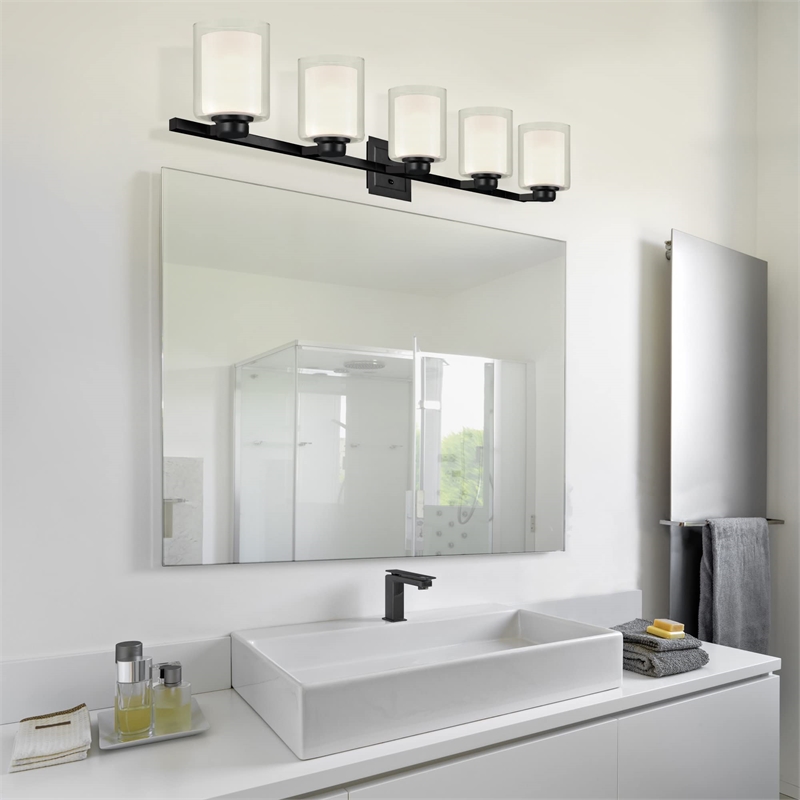 Bowery Hill 5-Light Stainless Steel Vanity Light in Matte Black