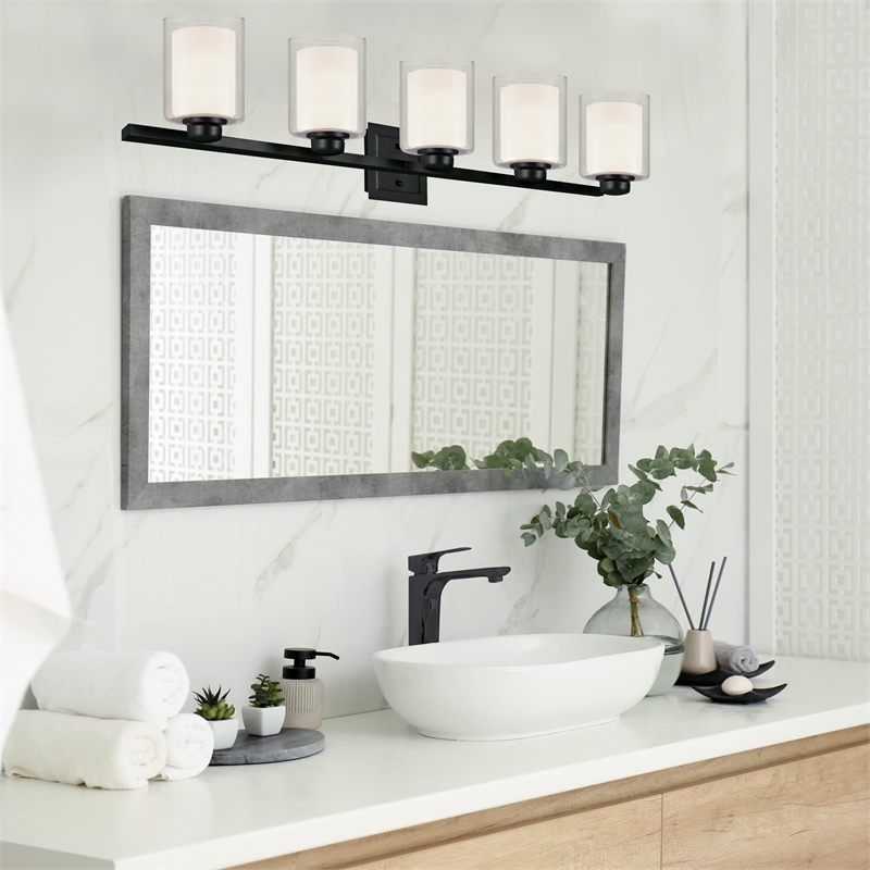 Bowery Hill 5-Light Stainless Steel Vanity Light in Matte Black