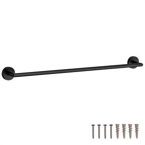 Bowery Hill Wall-Mounted Bathroom Metal Towel Bar in Matte Black 24-Inch