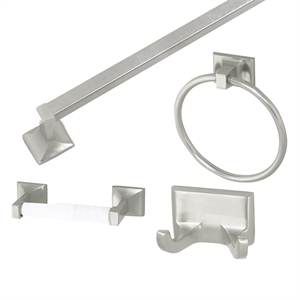 Bowery Hill 4-Piece Metal Bathroom Hardware Kit in Satin Nickel/Silver