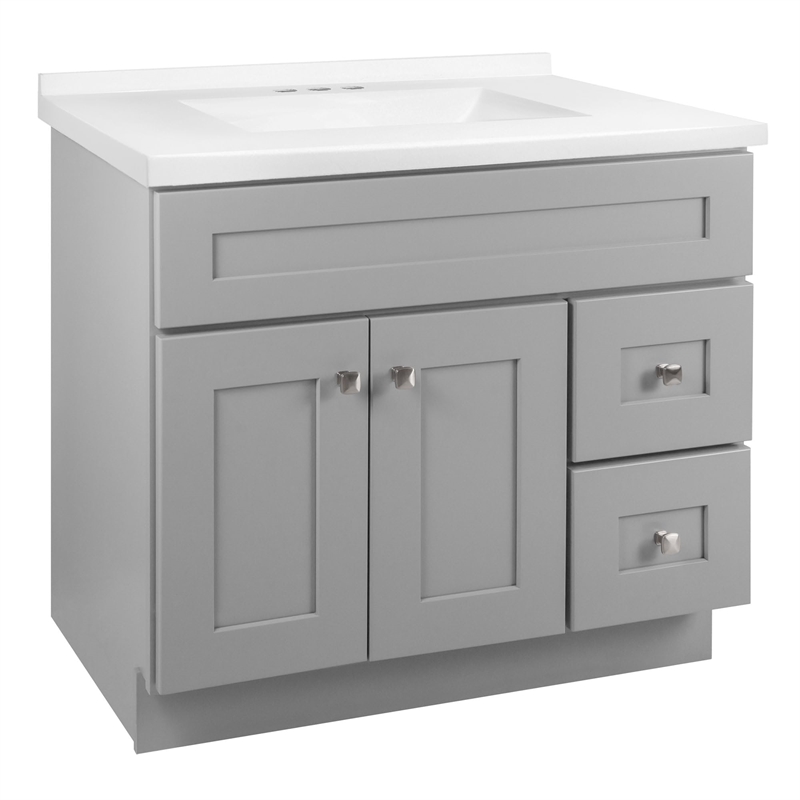 Bowery Hill 37-Inch Vanity in Gray with Modern Sink Top Fully Assembled