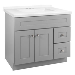 Bowery Hill 37-Inch Vanity in Gray with Modern Sink Top Fully Assembled