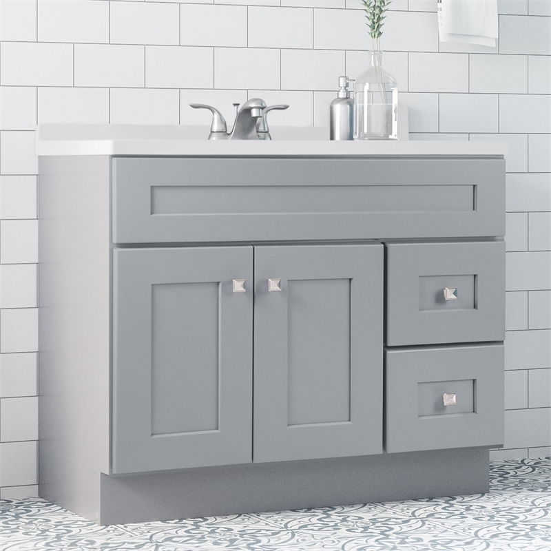 Bowery Hill 37-Inch Vanity in Gray with Modern Sink Top Fully Assembled