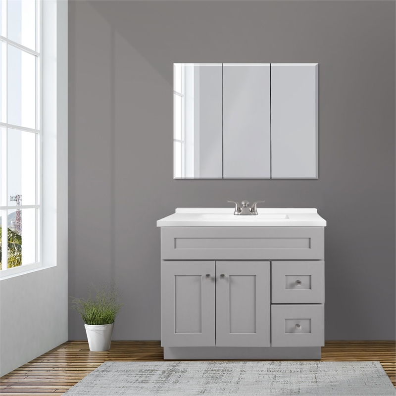 Bowery Hill 37-Inch Vanity in Gray with Modern Sink Top Fully Assembled