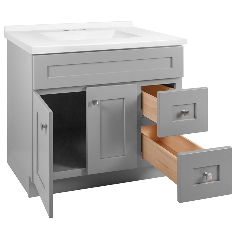 Bowery Hill 37-Inch Vanity in Gray with Modern Sink Top Fully Assembled