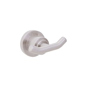Bowery Hill Modern Metal Double Robe Hook in Satin Nickel Silver
