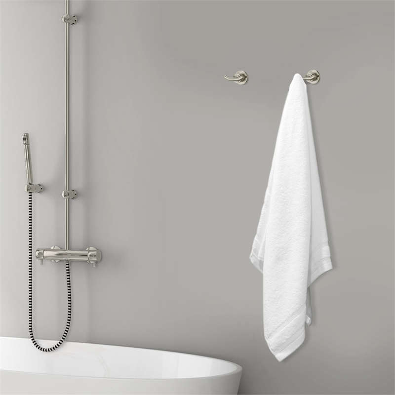 Bowery Hill Modern Metal Double Robe Hook in Satin Nickel Silver