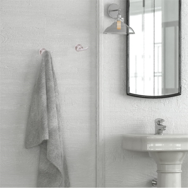 Bowery Hill Modern Metal Double Robe Hook in Satin Nickel Silver