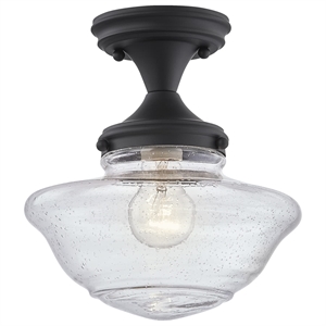 Bowery Hill Schoolhouse Semi Flush Mount Metal Ceiling Light in Matte Black