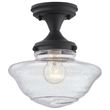 Bowery Hill Schoolhouse Semi Flush Mount Metal Ceiling Light in Matte Black