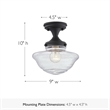 Bowery Hill Schoolhouse Semi Flush Mount Metal Ceiling Light in Matte Black