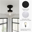 Bowery Hill Schoolhouse Semi Flush Mount Metal Ceiling Light in Matte Black
