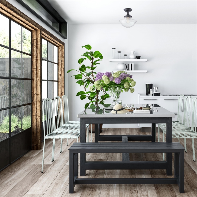 Bowery Hill Schoolhouse Semi Flush Mount Metal Ceiling Light in Matte Black