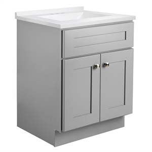 Bowery Hill 25&quot Bathroom Vanity with Marble Top Assembled in Gray
