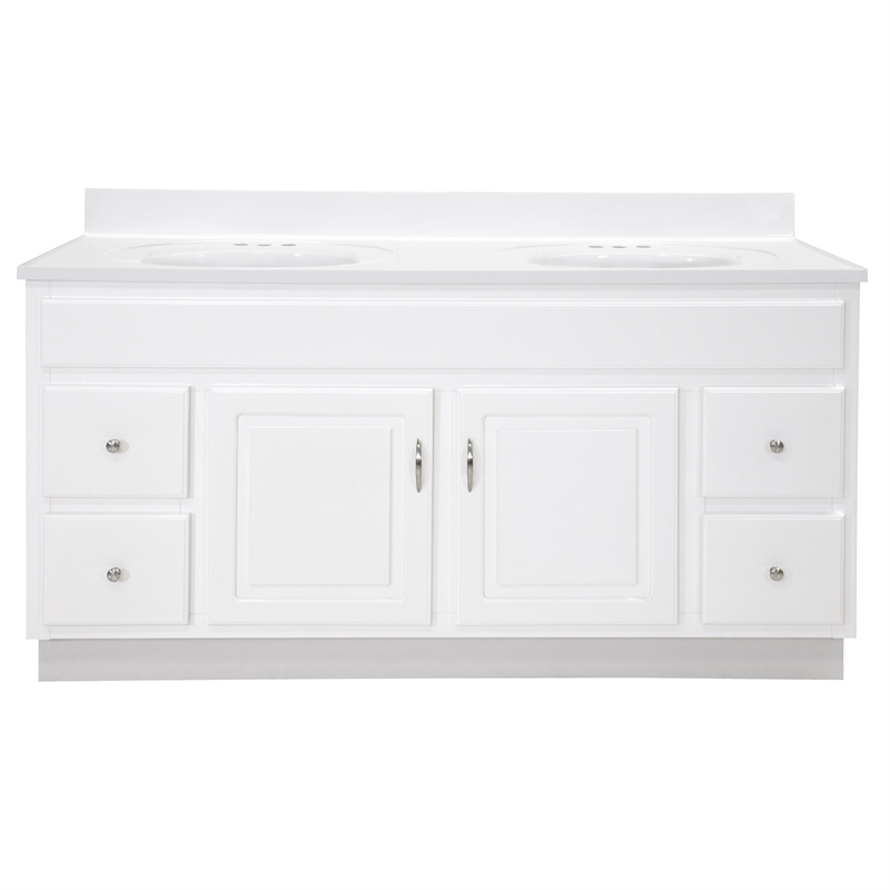 Bowery Hill 61-Inch Vanity with White Cultured Marble Top Fully Assembled