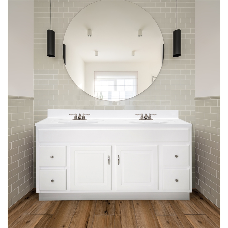 Bowery Hill 61-Inch Vanity with White Cultured Marble Top Fully Assembled