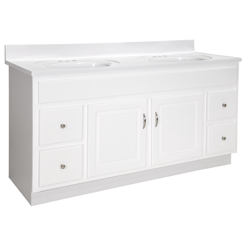 Bowery Hill 61-Inch Vanity with White Cultured Marble Top Fully Assembled