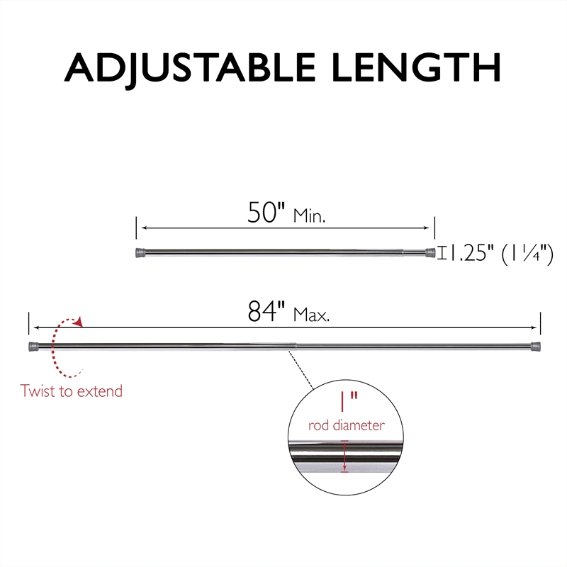 Bowery Hill Classic Adjustable 50 to 84-inch Shower Rod in Chrome