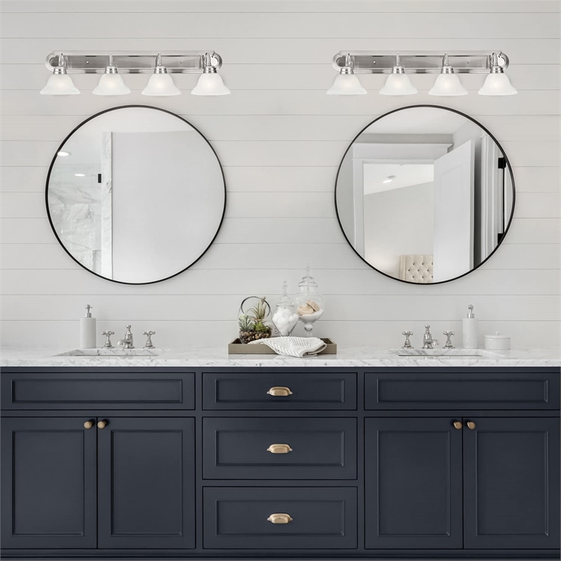 Bowery Hill 4-Light Stainless Steel Vanity Light in Satin Nickel