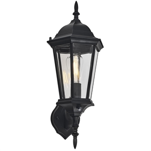 Bowery Hill Dusk to Dawn Uplight Metal Outdoor Wall Lighting in Black