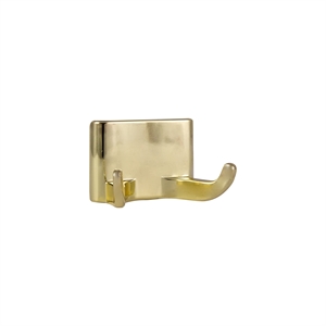Bowery Hill Squared Metal Bathroom Double Robe Hook in Polished Brass