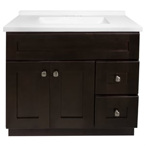 Bowery Hill 37&quot Wood Vanity in Espresso with Sink Top Fully Assembled