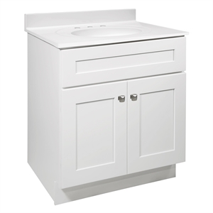 Bowery Hill 30&quot Shaker Wood Bathroom Vanity Fully Assembled in White