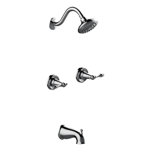 Bowery Hill 2 Handle Brass Bath and Shower Trim Kit in Polished Chrome