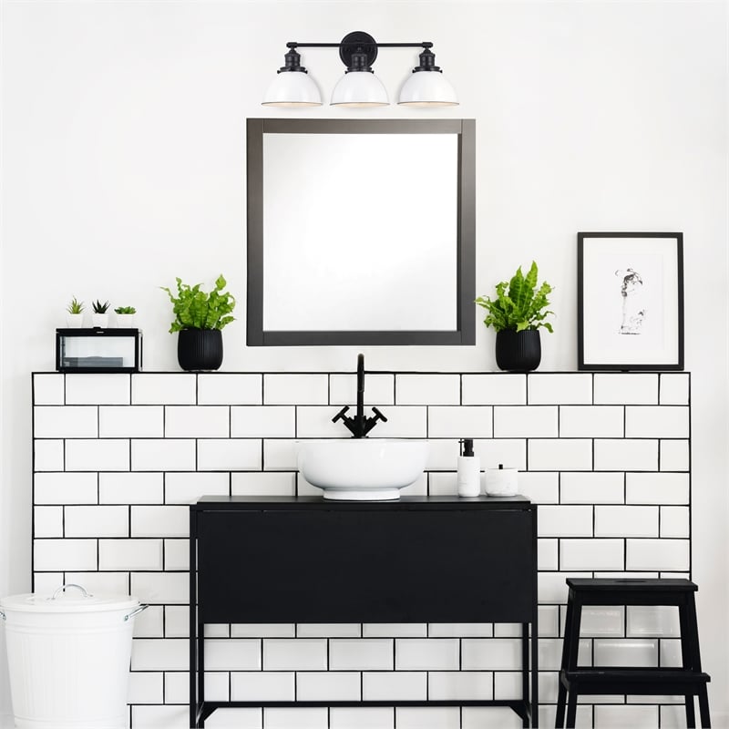 Bowery Hill Stainless Steel Vanity Light in Matte Black 3-Light